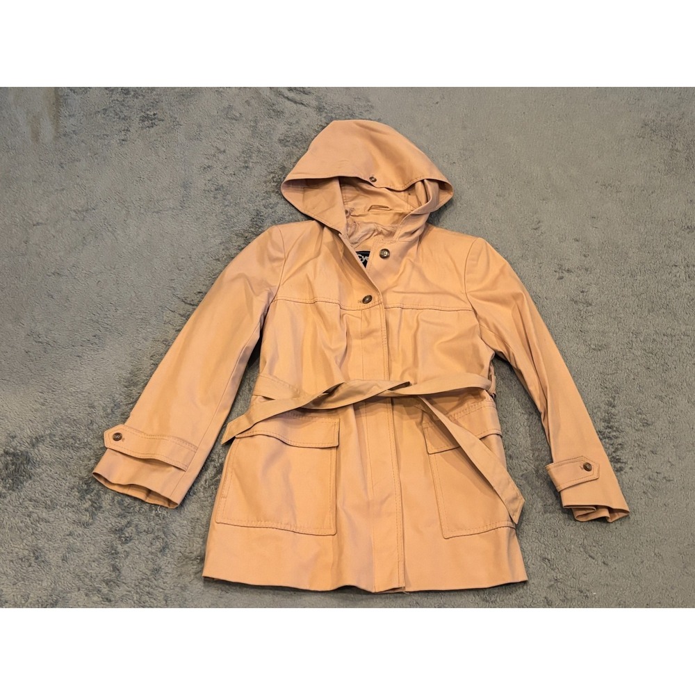 Utex Jacket Womens 14 Cyclone Pink Belted Hooded Hidden Buttons Lined Trench